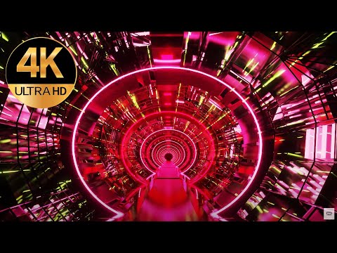 7 hour 4k Disco Light Tunnel Fast Moving Metallic Red color Relaxing Abstract background Video