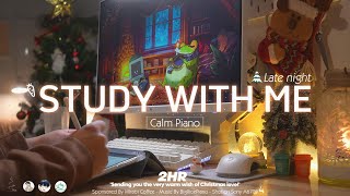 3-HOUR STUDY WITH ME | Calm Piano 🎹 | Pomodoro 50-10 | Late night, Christmas Edition🎄