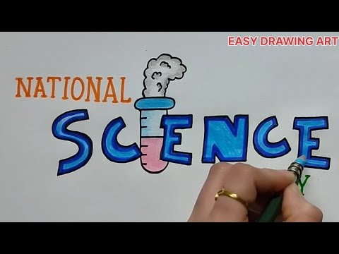 national science day poster drawing || how to write national science day in beautiful handwriting