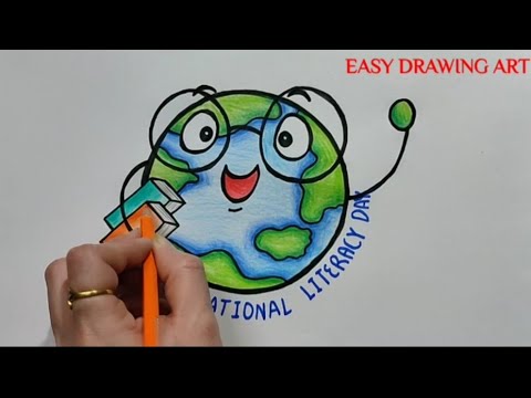 how to make international literary day poster drawing || how to draw literary day easy drawing