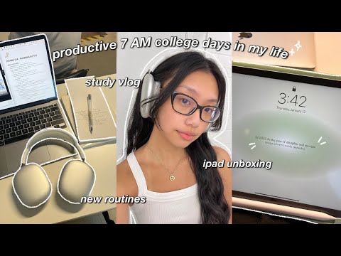 STUDY VLOG | 7AM productive college days in my life | ipad unboxing, lots of studying & living alone