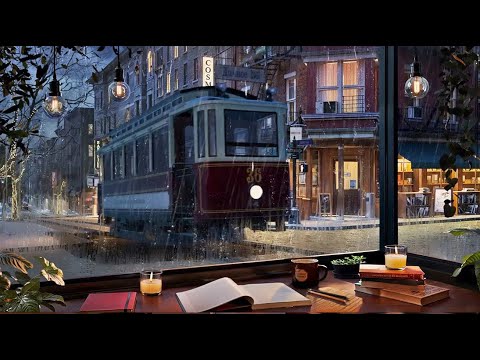 Cozy Rainy Café Ambience 🌧️ Study, Focus & Relaxation with Rain and Thunderstorm Sounds