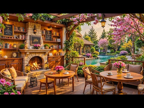 Relaxing Morning Jazz - Spring Coffee Shop Ambience with Cherry Blossom to Better Your Moods