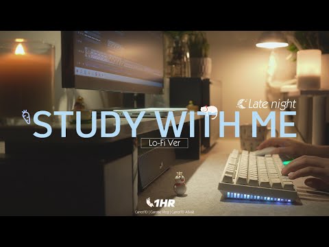 1-HOUR STUDY WITH ME No Break | Lo-Fi Ver, Background noises, Late night