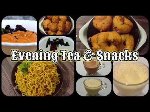 Evening Tea and Snacks | Tea | Vada | Bonda | Noodles | Chutney | Coconut Chutney | Tomato Chutney