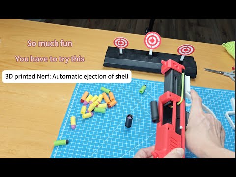 3D printed Nerf blaster, automatic shell ejection--Bambu Lab A1 printed