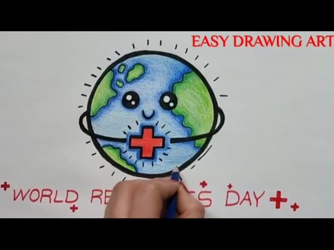 how to make world red cross day poster drawing || how to draw red cross day easy drawing