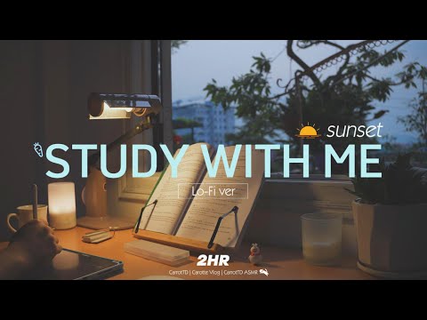 2-HOUR STUDY WITH ME | New room at Sunset 🌆| Relaxing Lo-Fi, Background noises | Pomodoro 50/10