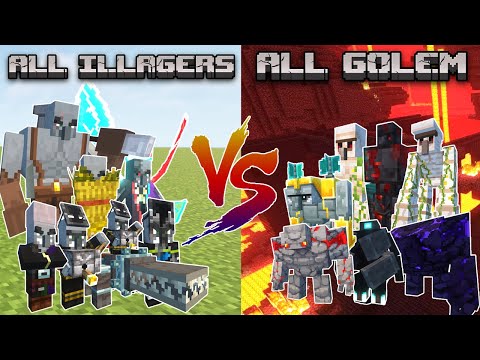 All Illagers vs All Golem - Minecraft Mob Battle