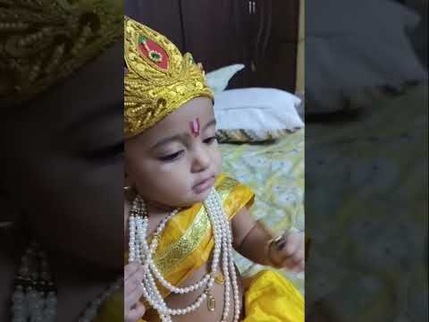 my little Krishna || 8months baby as Krishna #cute #krishna #happyjanmashtami #8monthsbaby #viral