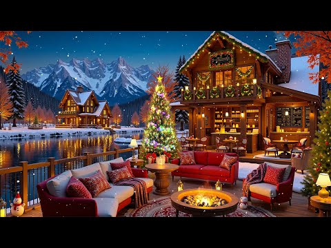 Soft December Jazz - Sweet Cozy Coffee Shop in Winter Village & Snowflakes Fall for Study and Work