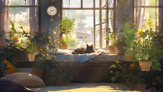 Lofi With My Cat || A Day With My Cat 😽☀️💚 Beats to relax/study 🎶📚 Lofi Hip Hop ~ Lofi Mix