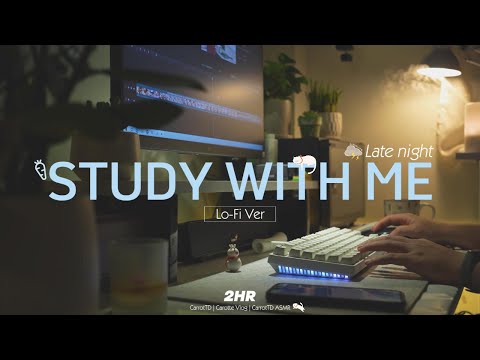 2-HOUR STUDY WITH ME Late night| Lo-Fi, Background noises, Rain sounds | Pomodoro 25/5