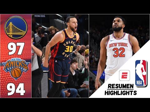 PARTIDAZO WARRIORS vs KNICKS. STEPH CURRY anotó 28 pts. Doble doble de KARL ANTHONY TOWNS | NBA