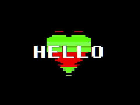 1 hour dynamic glitch screensaver of Hello heart emoji symbol Background Loop Animation no sound