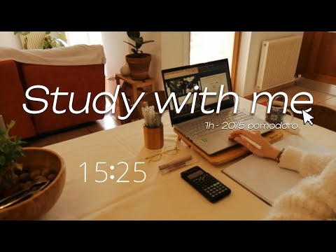 1HOUR POMODORO STUDY SESSION - study with me with calm Lofi music on background