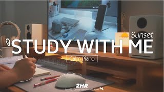 2-HOUR STUDY WITH ME | New Room at Sunset | Calm Piano 🎹| Pomodoro 50/10 🌆