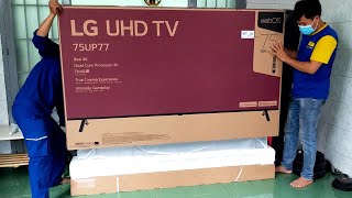 LG 75 Inch UHD 4K AI ThinQ Smart TV [75UP7750PTB] Unbox & Setup