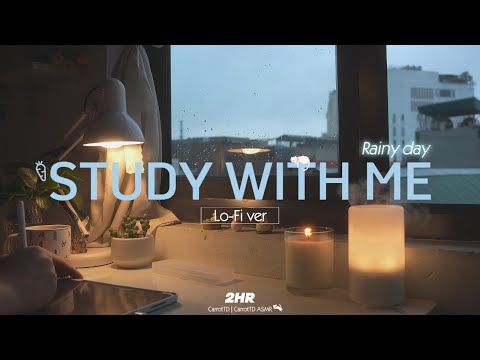 2-HOUR STUDY WITH ME | Relaxing Lo-Fi,  Rain sound🌧️, Background noises, Pomodoro 25-5