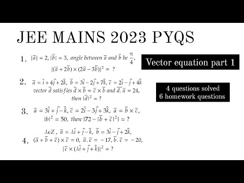 Vector Equation Part-1 | 4 PYQS explained | JEE MAIN 2023