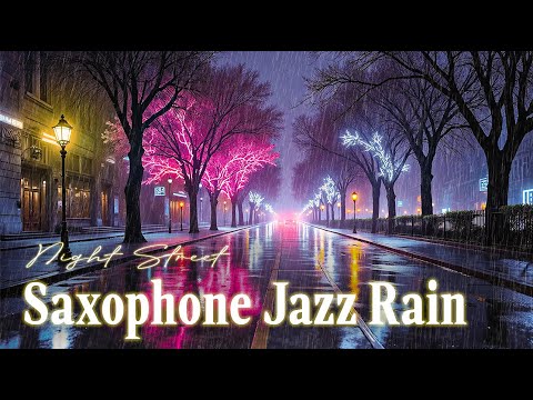 Soothing Saxophone & Rain Sounds – Relaxing Jazz Night Street Ambience for Comfort & Better Sleep