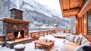 Relaxing Winter Jazz Music on Snowy Day Ambience ⛄ Cozy Cabin Porch & Smooth Jazz Instrumental Music