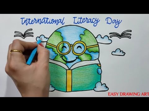 how to make international literacy day poster drawing | how to draw step by step literary day images