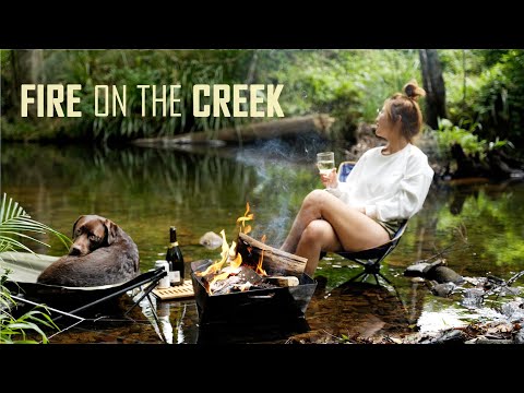 CREEK CAMPING in AUSTRALIAN BUSH  [호주캠핑] with our DOG, campfire food - Sounds of Camping Ep7