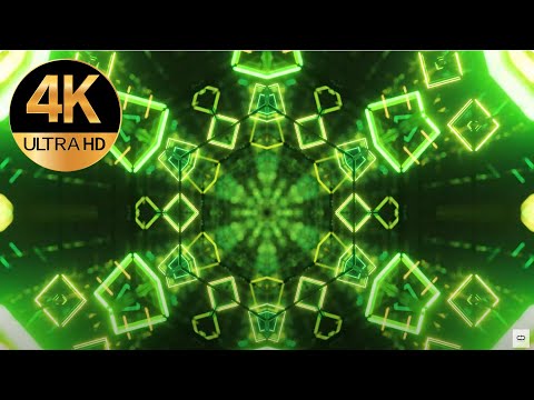 7 hour Tv 4k Meditation Metallic Green color Relaxing Abstract Background Tunnel Video, screensaver