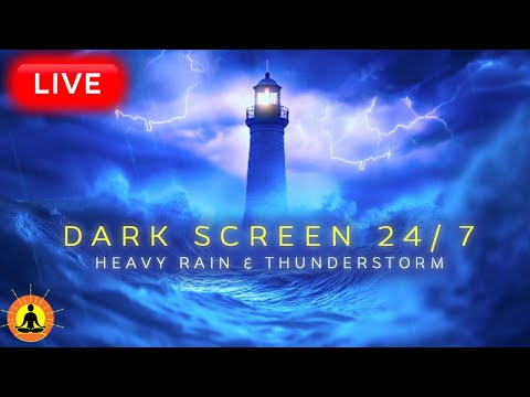 🔴 Dark Screen 24/7 🌙3373: Fall Asleep to Relaxing Rain & Thunderstorm Sounds | Overcome Insomnia