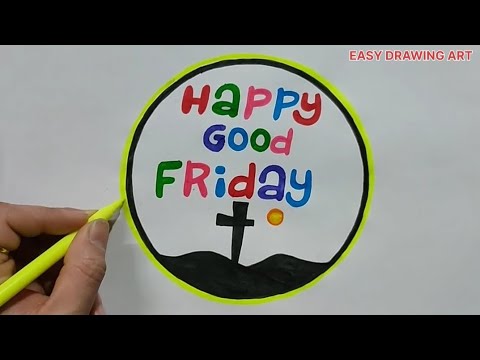 good Friday drawing | good Friday easy drawing | how to write happy good Friday in style