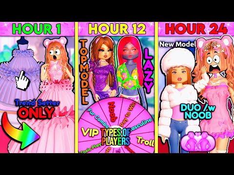 ONLY Doing CHALLENGES For 24 HOURS In DRESS TO IMPRESS! | ROBLOX Top Challenges Compilation