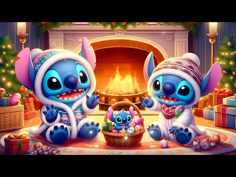 Beautiful Snowy Christmas Ambience with Stitch Couple❄️Stress & Anxiety Reduction for Peaceful Sleep