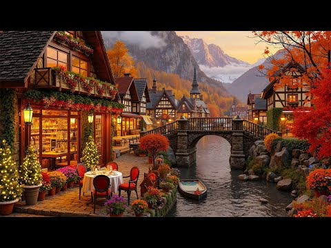 Autumn Jazz to Refresh Your Mood - Scenic Lakeside Coffee Shop with Relaxing and Cozy Atmosphere