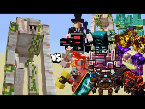 Minecraft All Bosses vs Mutant Iron Golem – Epic Battle! (Warden, nameless guardian, and More!)