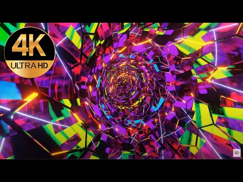 7 hour Tv 4k Flashing Metallic Multi color Relaxing Abstract Background Tunnel Video, screensaver