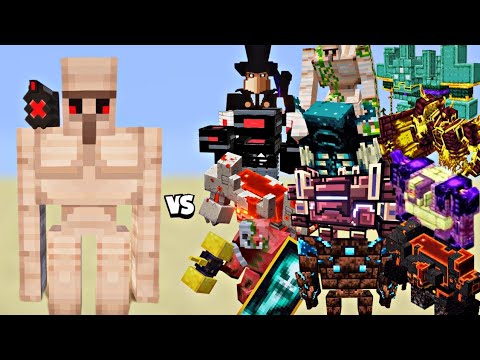 Minecraft: All Bosses vs 5x Laser Golems – EPIC Battle!