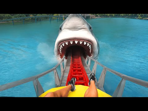 this shark roller coaster will SCARE you..