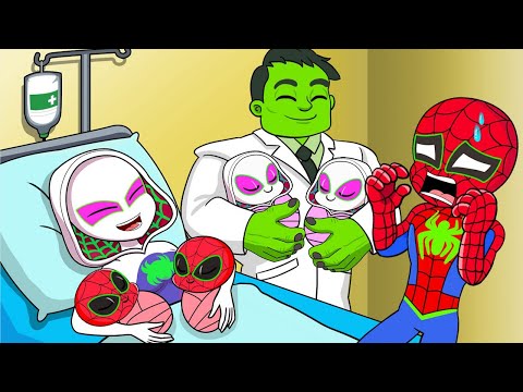 Oh No, Ghost SpiderIs Giving Birth with Triplets - Spidey and his Amazing Friends Animation