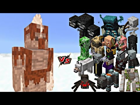 Minecraft: All Mobs vs Stone Cutter Golem – Ultimate Battle!