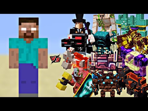 Minecraft Bosses vs Armored Herobrine – EPIC Battle!