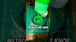 Metallica shift knob 🤘🏻 #shiftknob #metallica #hotrod #rock #diy #resin #custommade #custom #green