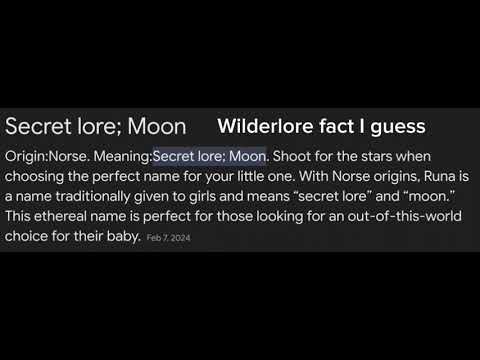 Cool wilderlore fact i guess