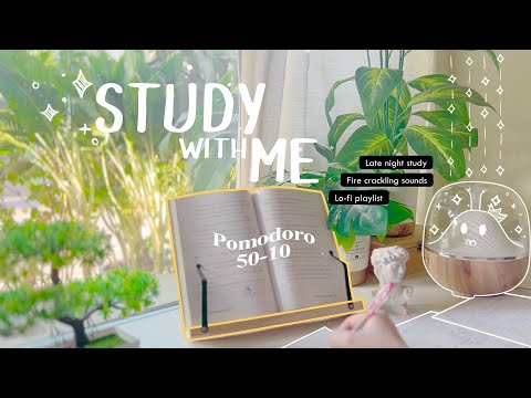 4-HOUR📖 Study With Me • Fire Crackling🕯️+ Lofi bgm • Pomodoro 50-10 • Day118⛅