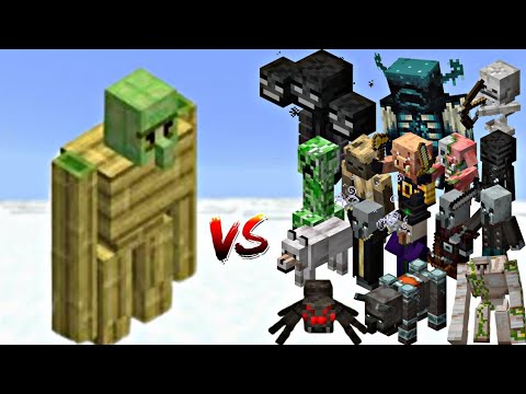 Minecraft: All Mobs vs Bamboo Wood Golem – Ultimate Battle!