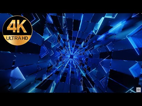 7 hour Tv 4k Square Blue Metallic color Relaxing Abstract Background Tunnel Video, screensaver