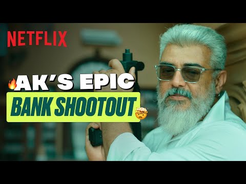 Ajith Kumar’s HIGH VOLTAGE Bank Shootout Scene! 🔥😳 | Thunivu | Hindi Clip | Netflix India