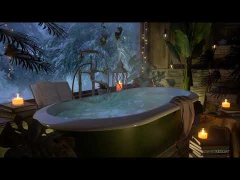 Bath Tub ASMR Spa Ambience with Relaxing Water Sounds and Snow Storm