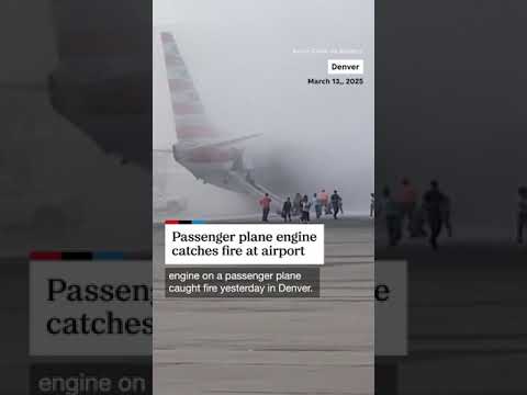 Passenger plane engine catches fire at Denver airport