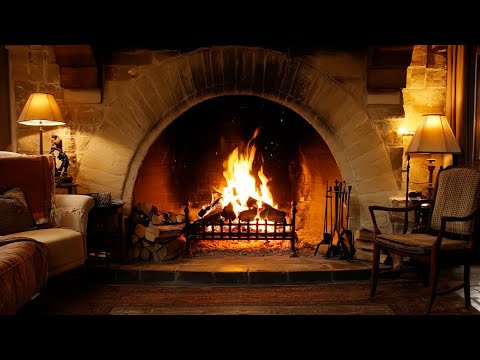 Create a Cozy Room with a Burning Fireplace and the Sounds of Crackling Wood